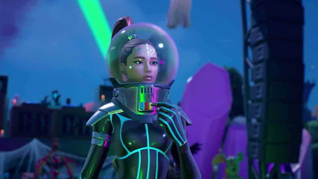 Spacefarer Ariana Grande in the Fortnitemares trailer