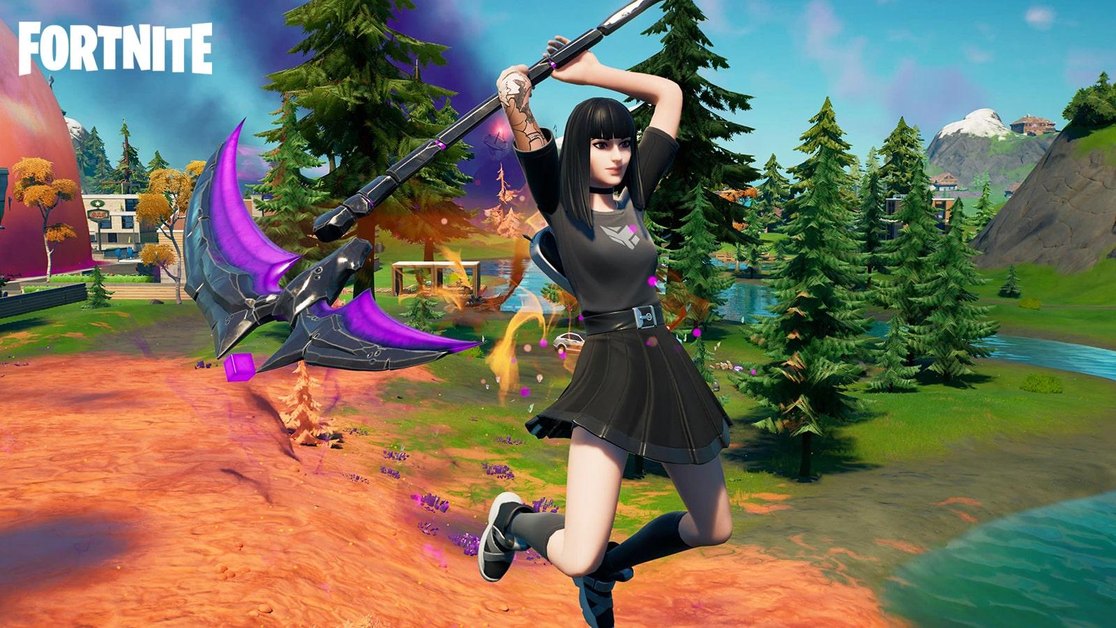 A character using the new Sideways Scythe in Fortnite