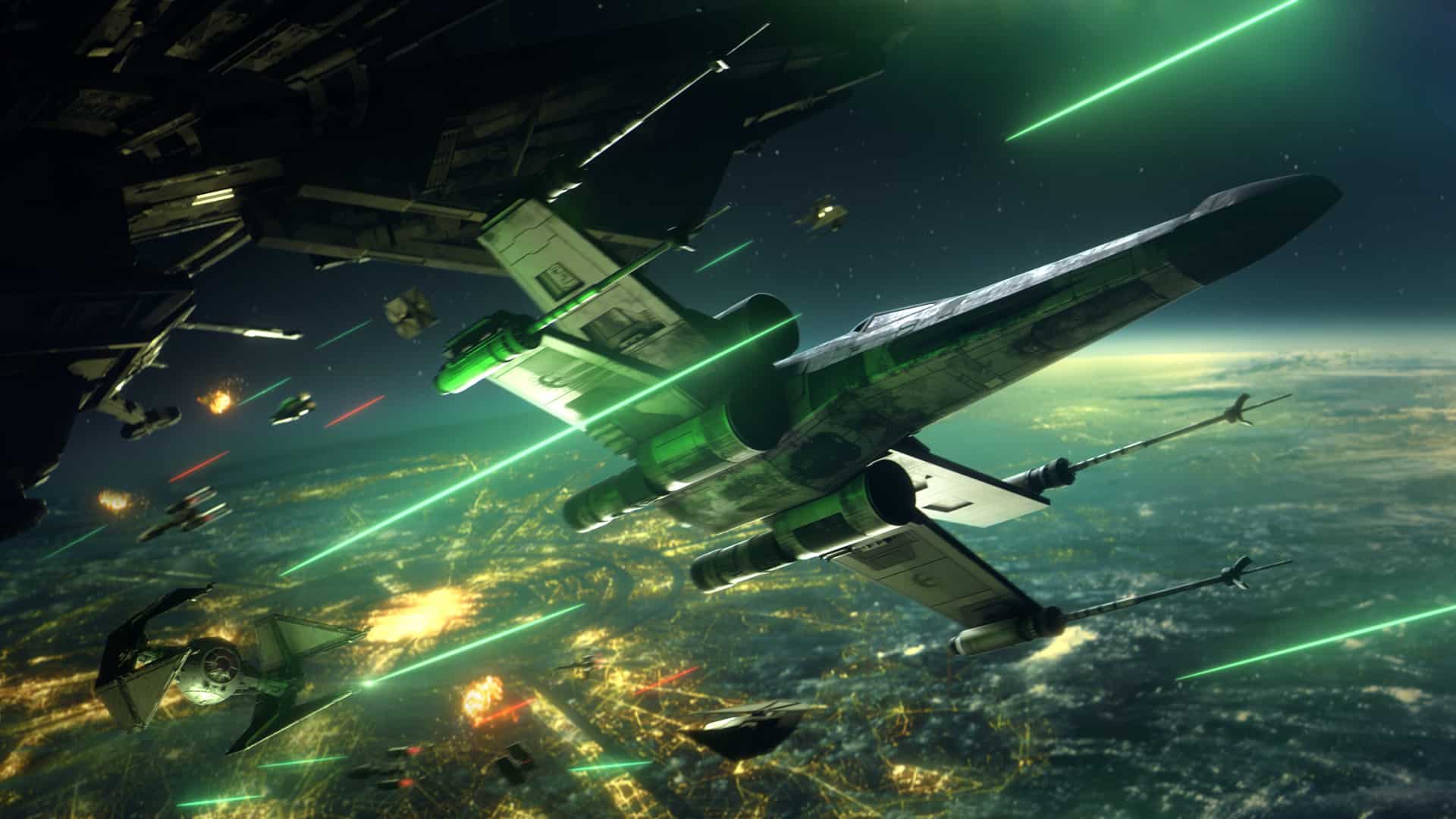 Star Wars Squadrons image showing an X-Wing under attack