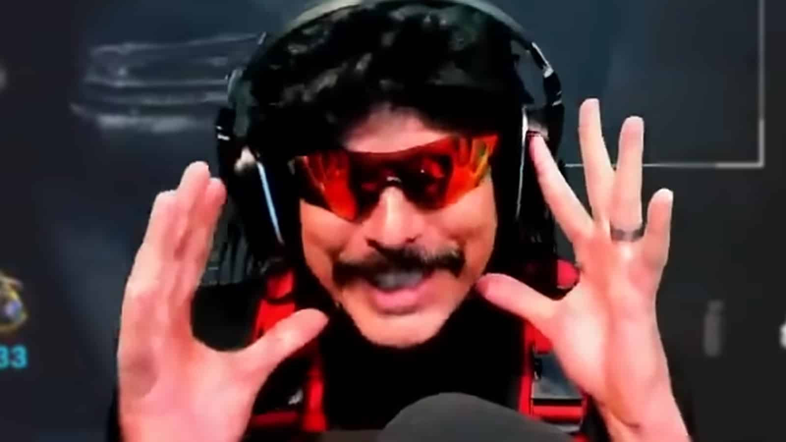 Dr Disrespect yells into his YouTube camera on-stream.