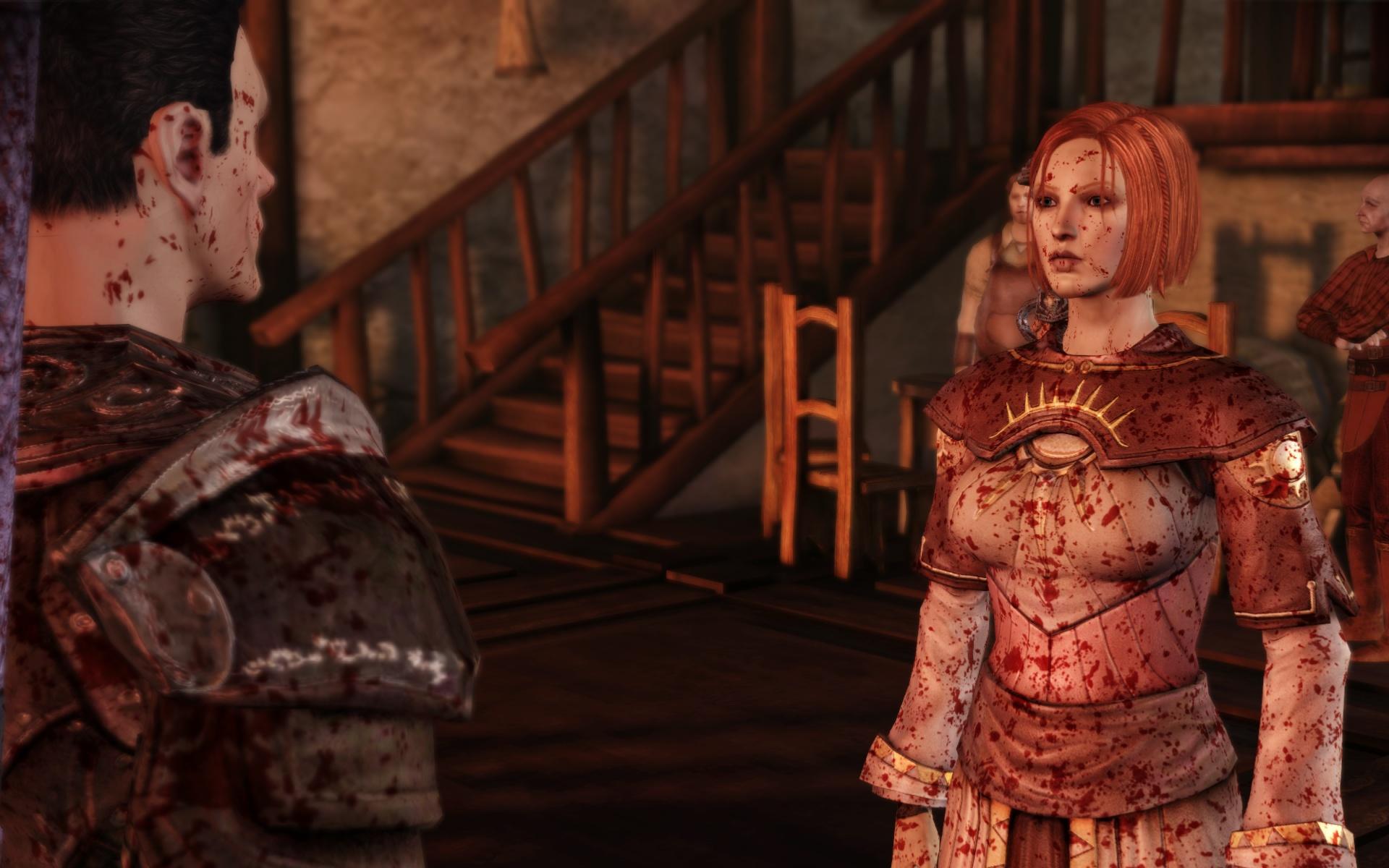 Dragon Age Origins grey warden speaks to a bloodstained girl