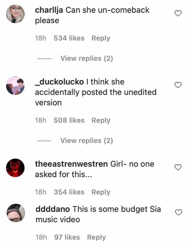 Comments on an Instagram post about Gabbie Hanna
