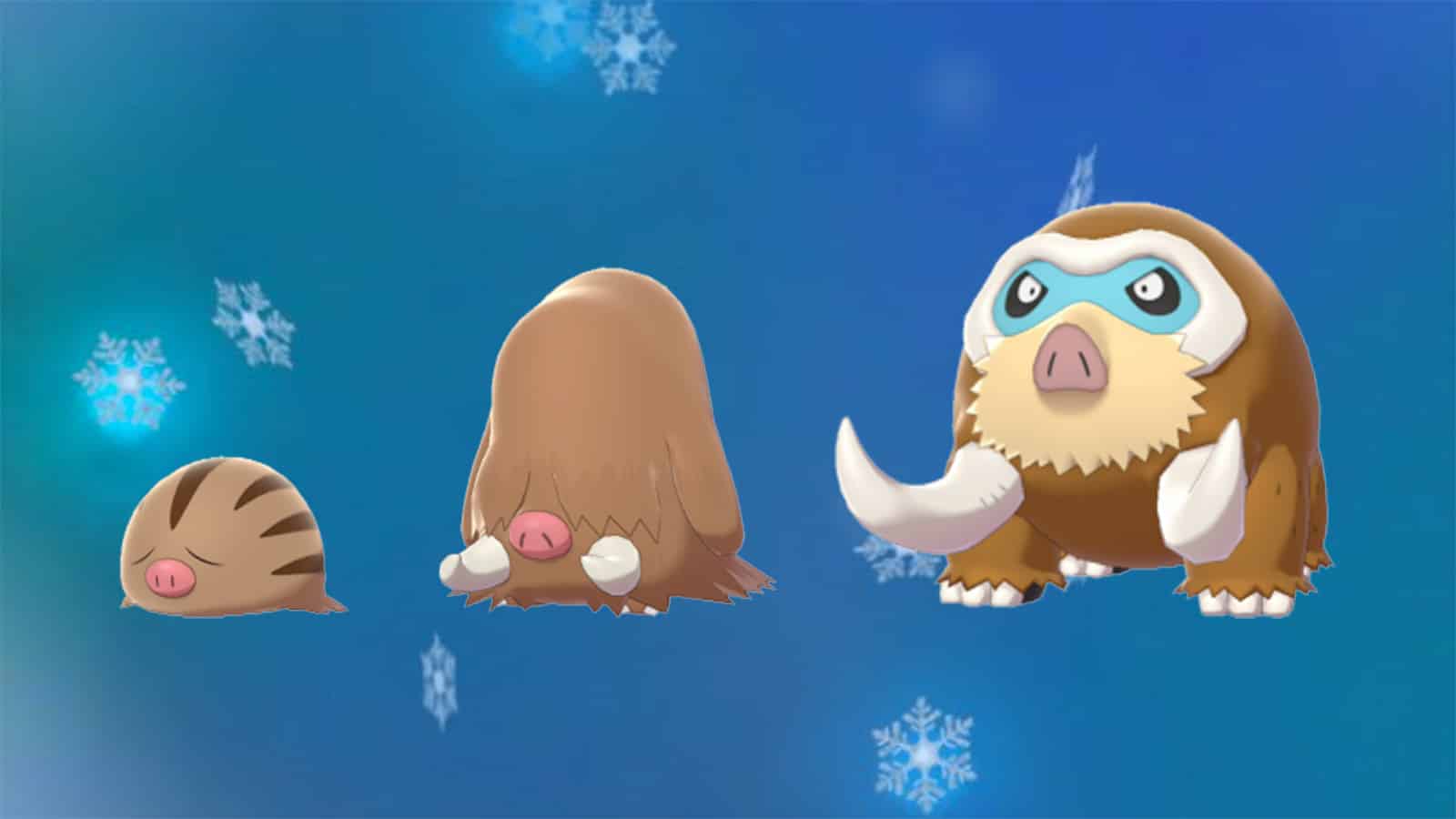 Swinub evolving into Mamoswine with a Sinnoh Stone in Pokemon Go