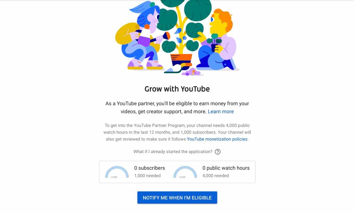 YouTube Partner Program Page
