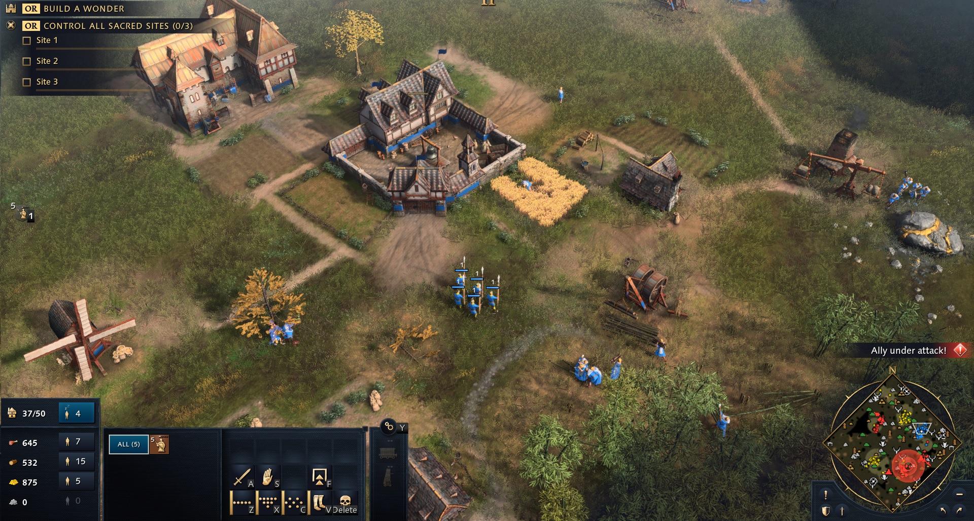In-game screenshot of Age of Empires 4 town center.