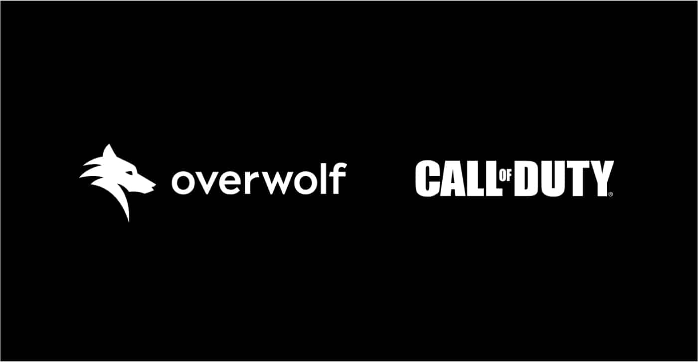warzone and overwolf logos in white on a black background