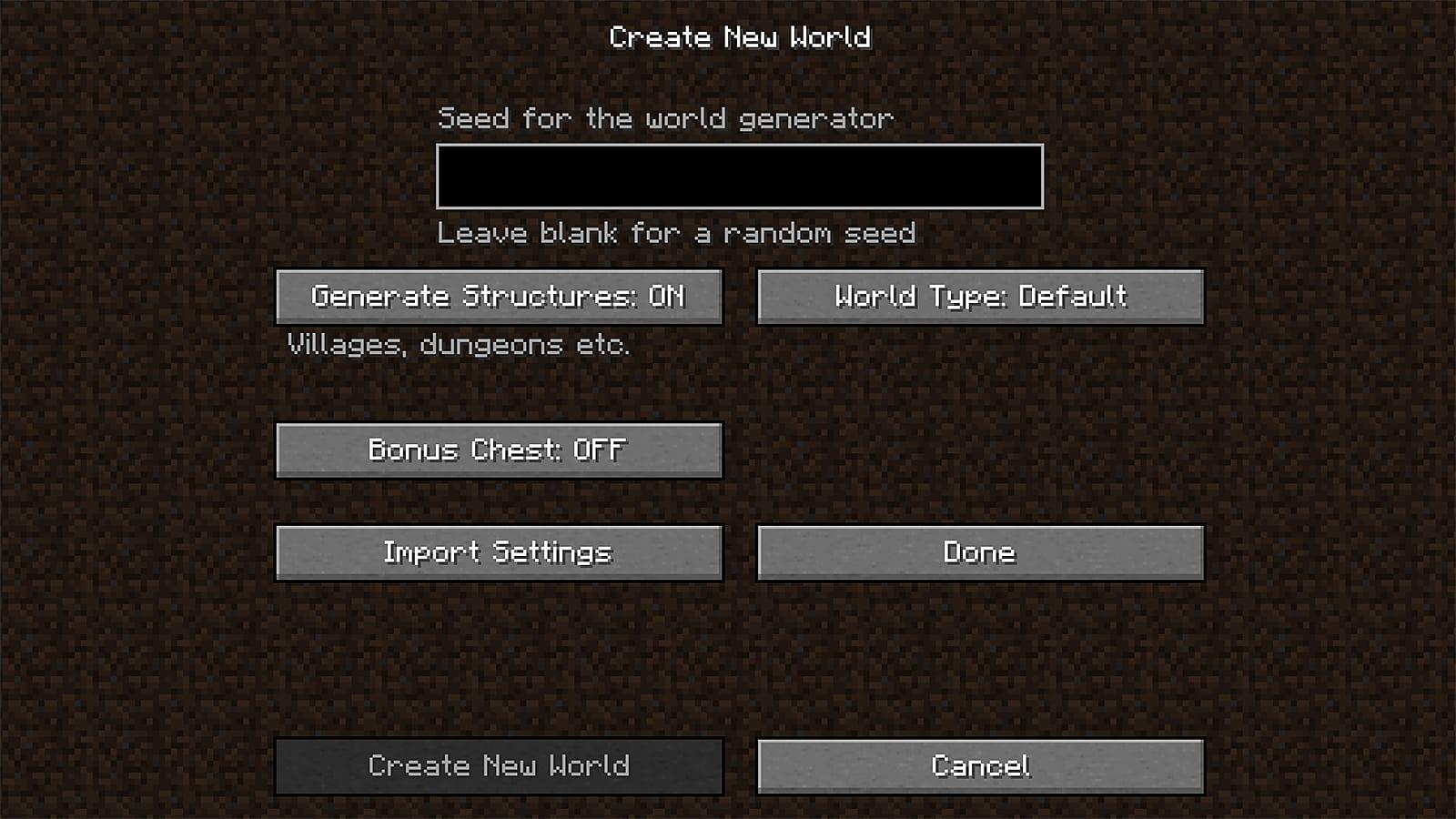 An image showing the menu screen to use Minecraft world seed  best minecraft seeds 2023