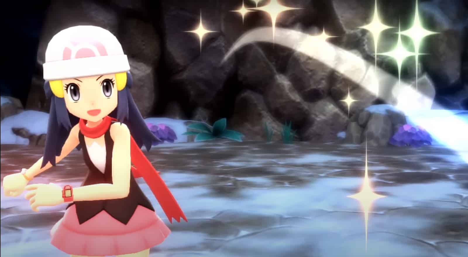 Pokemon Brilliant Diamond & Shining Pearl Dawn throwing Pokeball screenshot