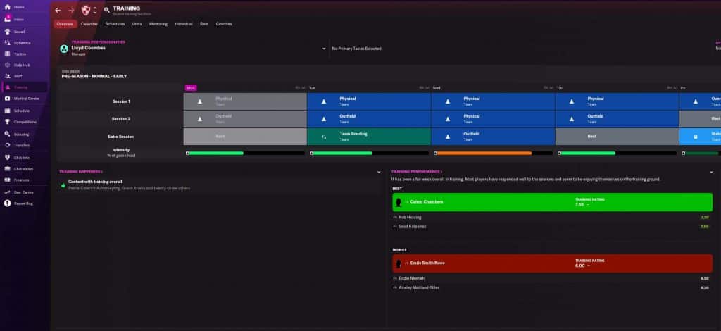Football Manager 2022 training screenshot