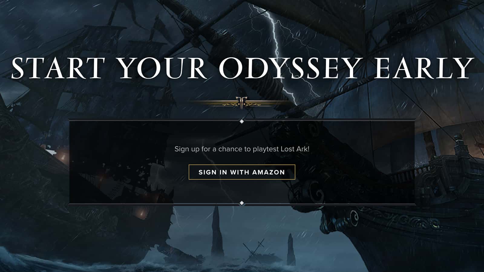 The sign-up screen for the Lost Ark closed beta