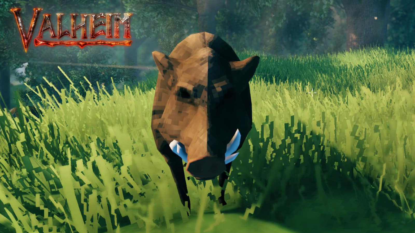 valheim boar in a green field looking at camera