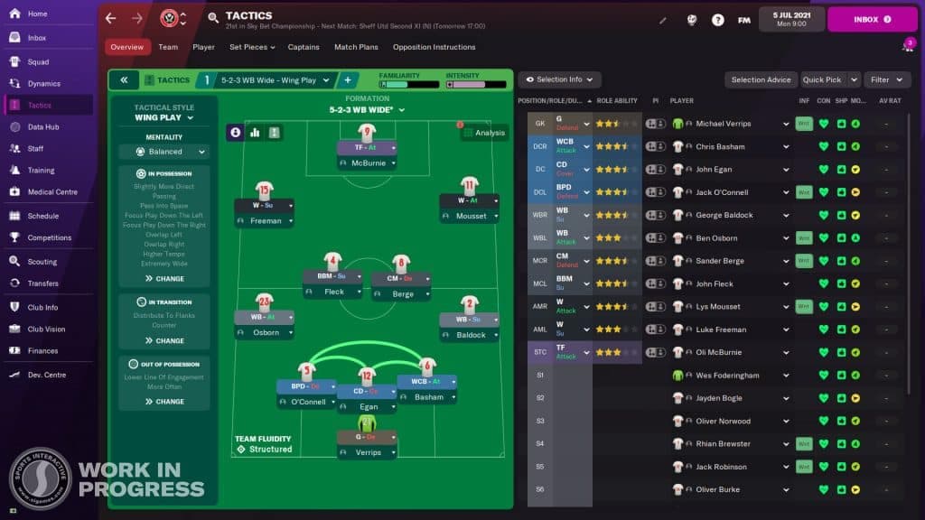 Football Manager 2022 tactics screen screenshot