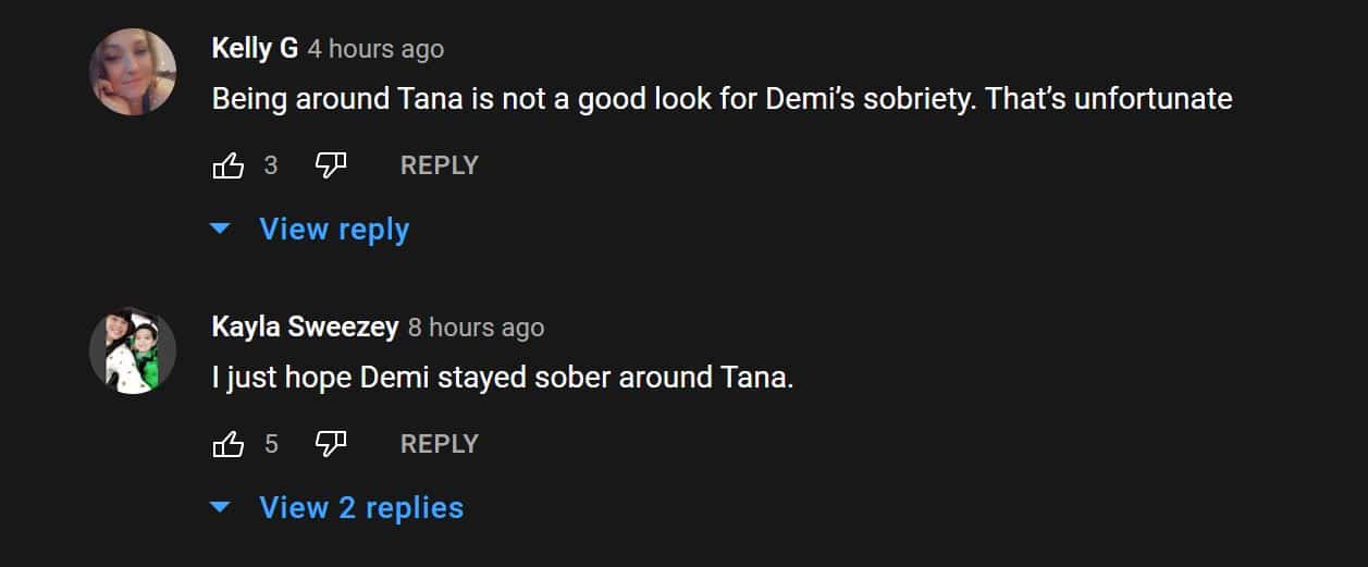 Tana Mongeau Demi Lovato comments 1