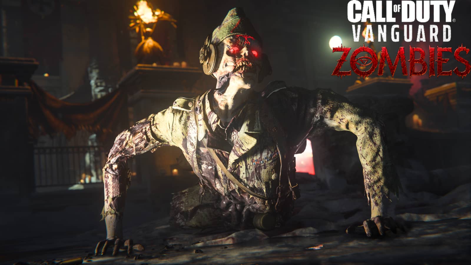 A zombie climbing out of a hole in Vanguard's Zombies mode