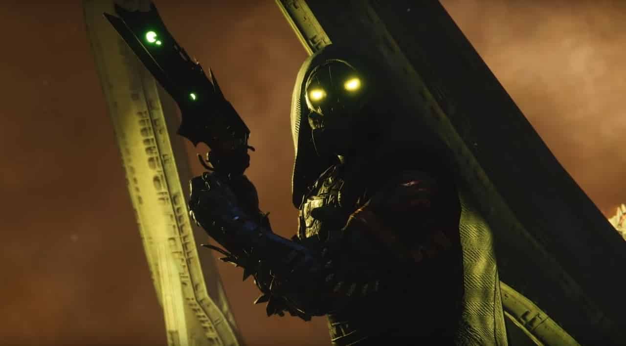 Thorn from Destiny 2 being wielded by a shadowy figure
