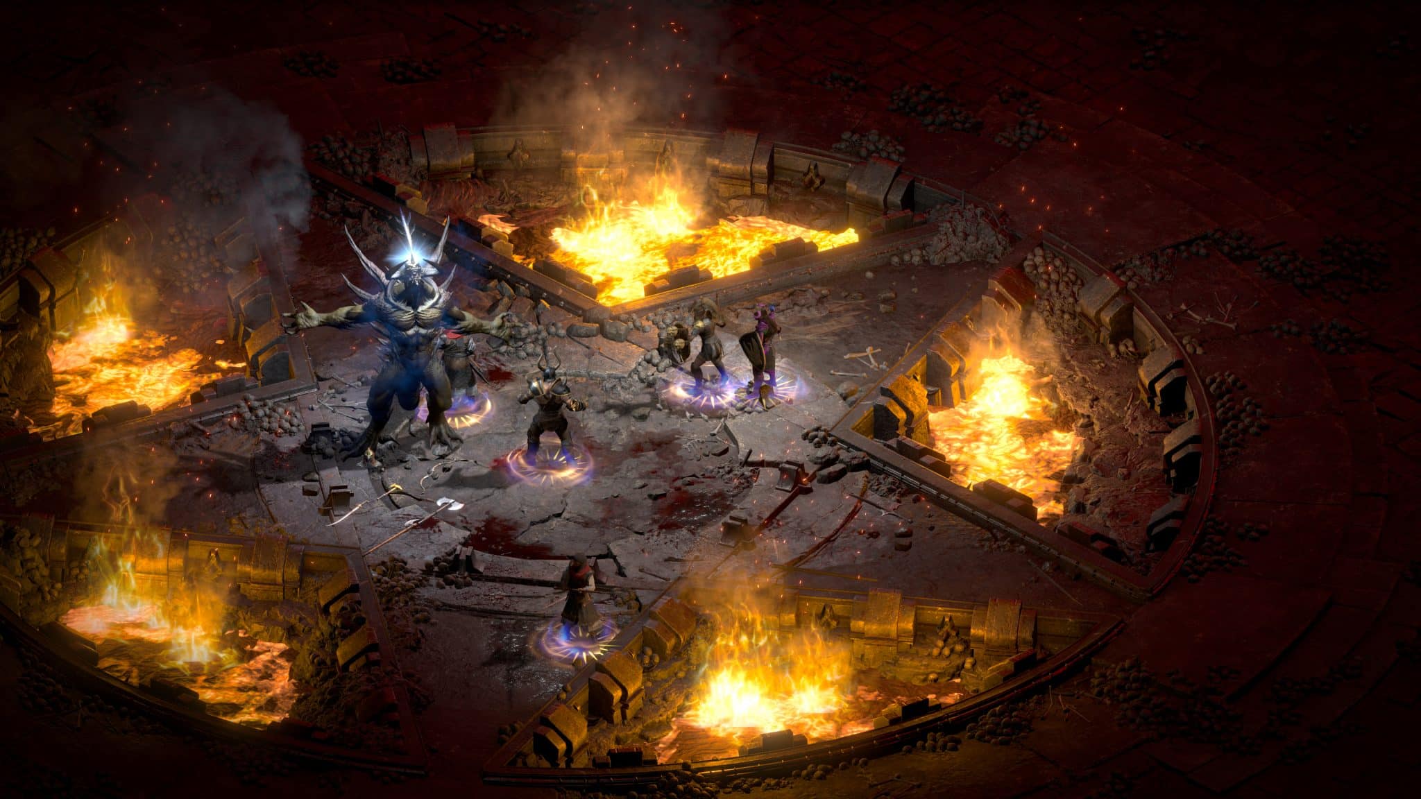 Diablo 2 resurrected players fighting diablo in-game