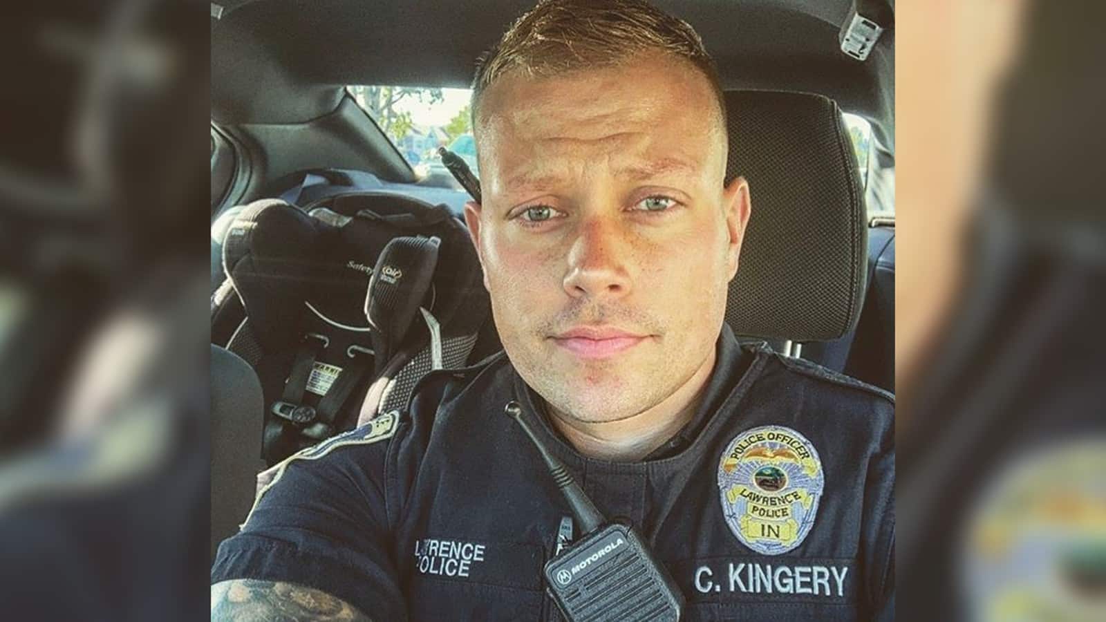 Officer Kingery sitting in a car