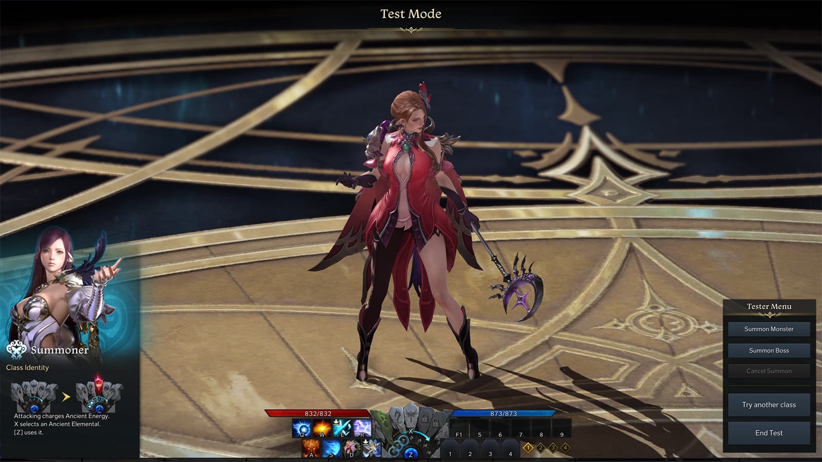 A screenshot of a Mage in Lost Ark's closed beta during the class Test Mode
