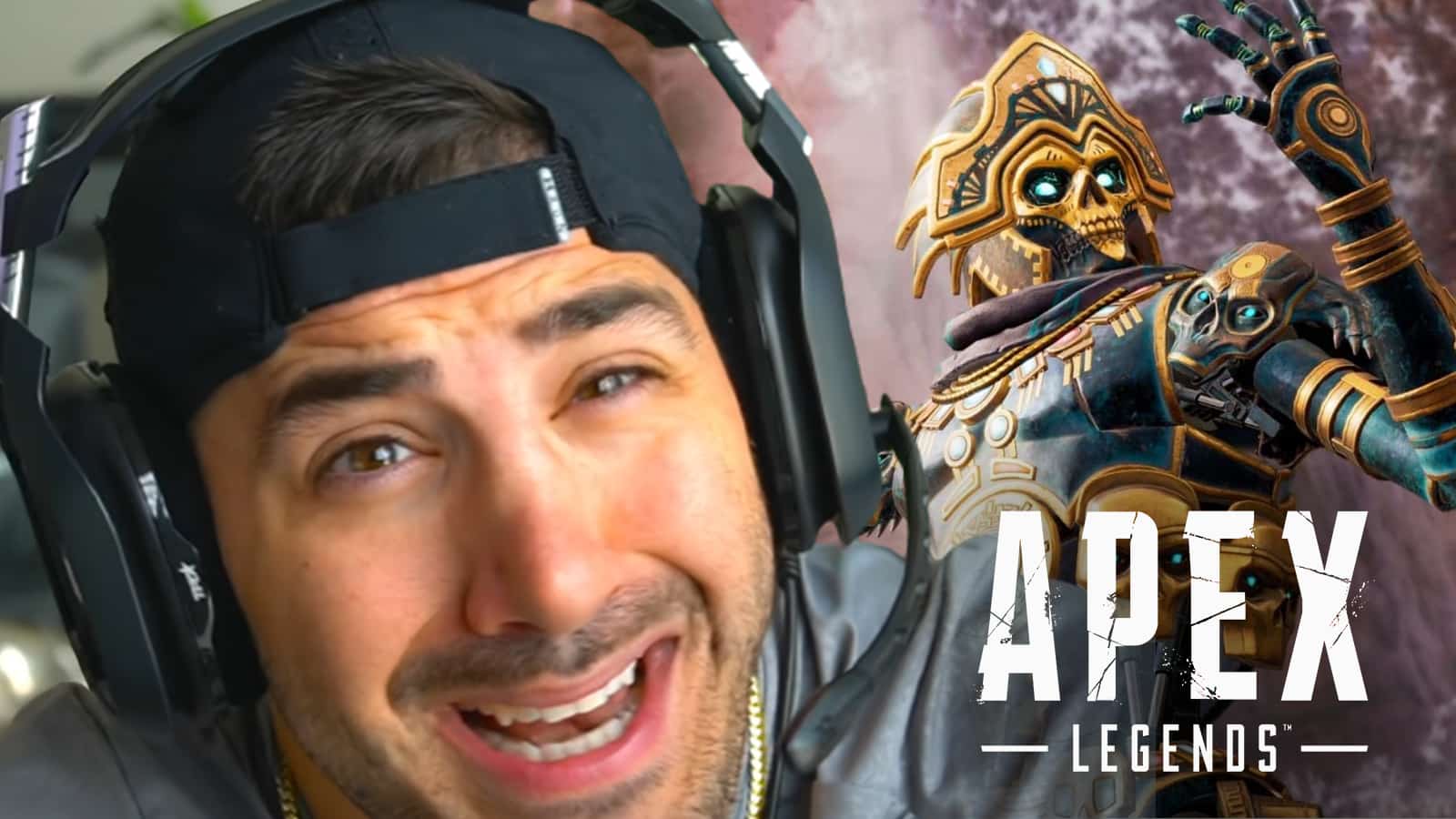 NICKMERCS angry next to Revenant from Apex Legends.