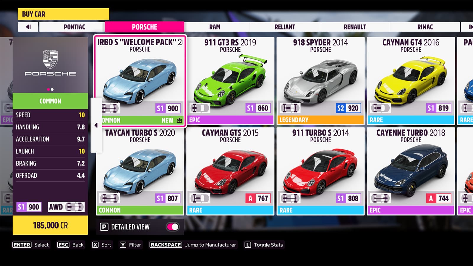 A screenshot of the Porsche Taycan Turbo S 2020 in the store
