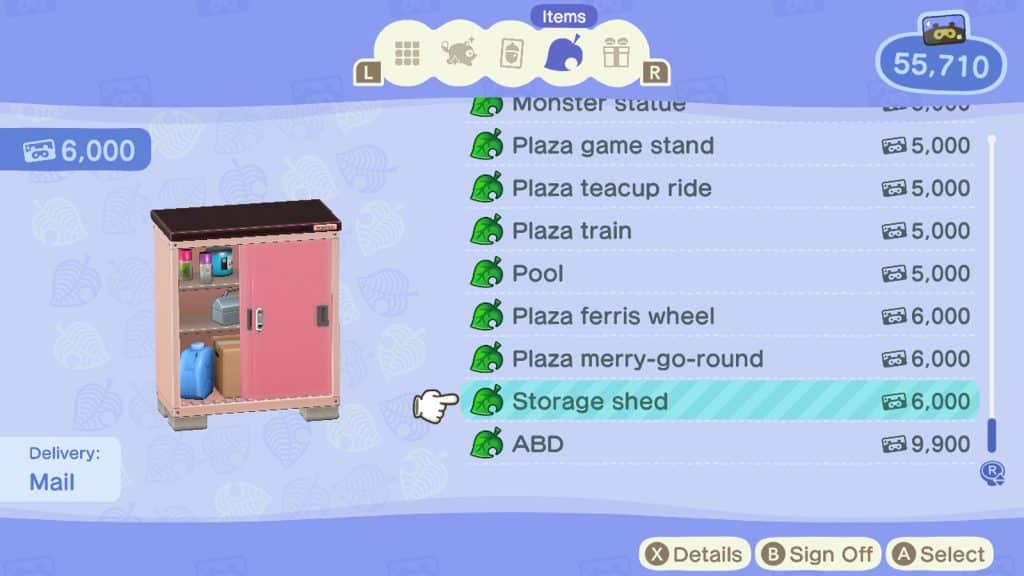 Animal Crossing Storage Shed