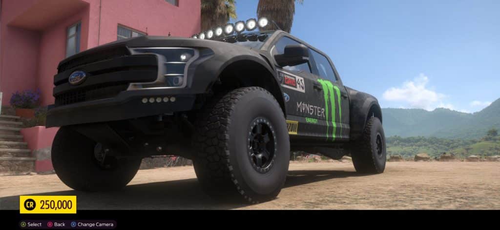 An image of the Ford Deberti F-150 Prerunner in Forza Horizon 5