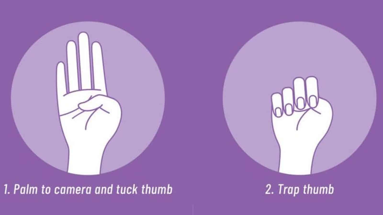 Graphic of hand signal to indicate distress