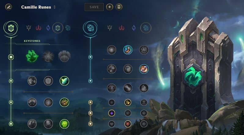 Example LoL rune page for Camille in Season 11