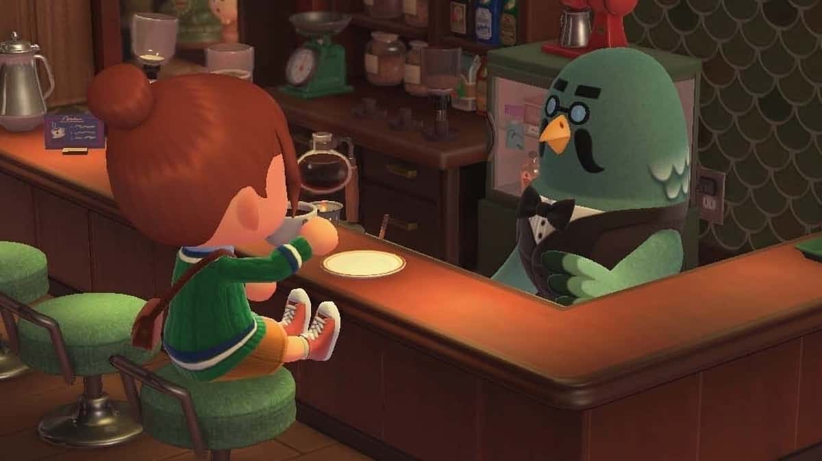 animal crossing player vists brewster the barista's cafe