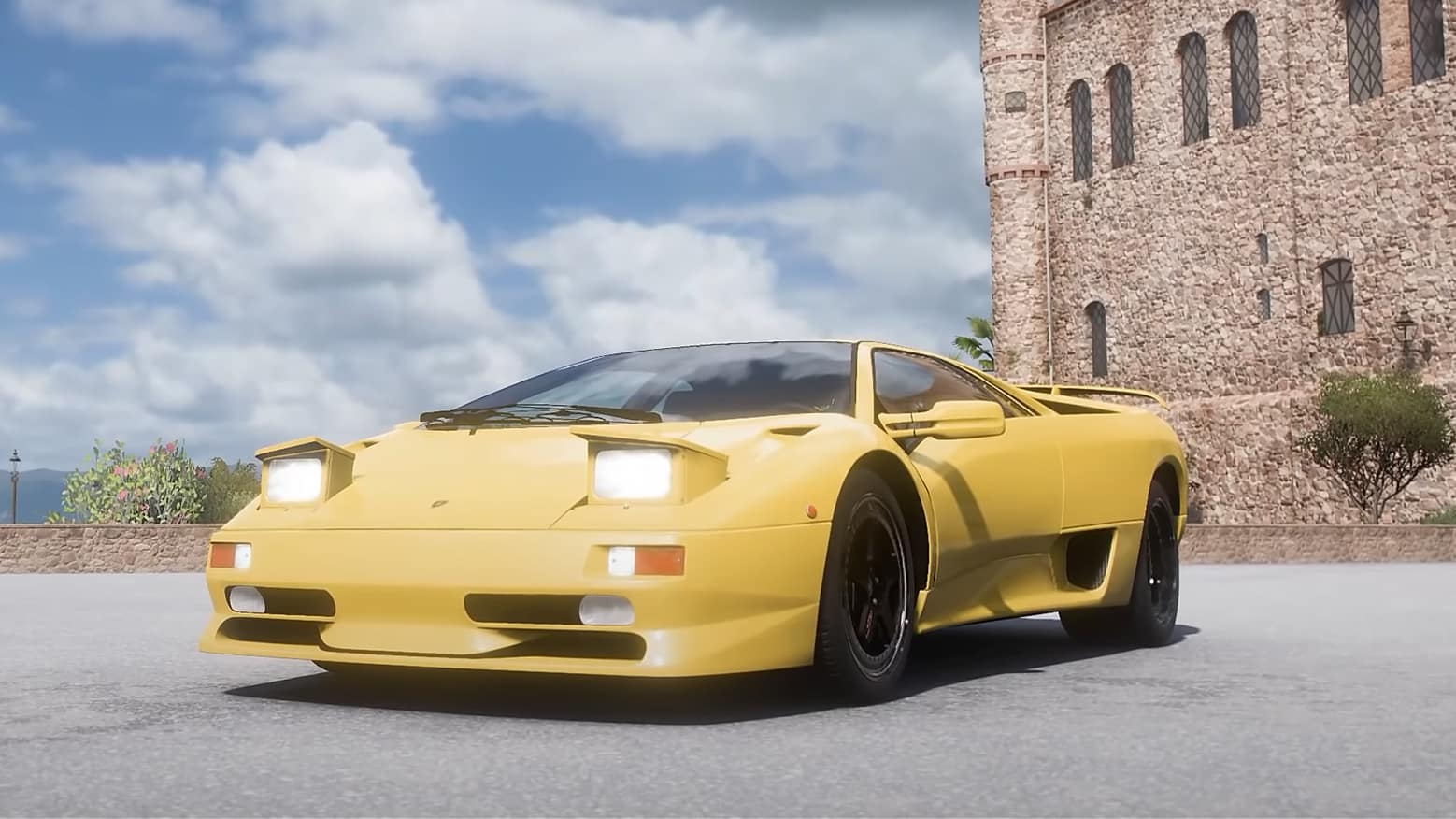 The Lamborghini Diablo GTR in Forza Horizon 5, one of the fastest drag cars