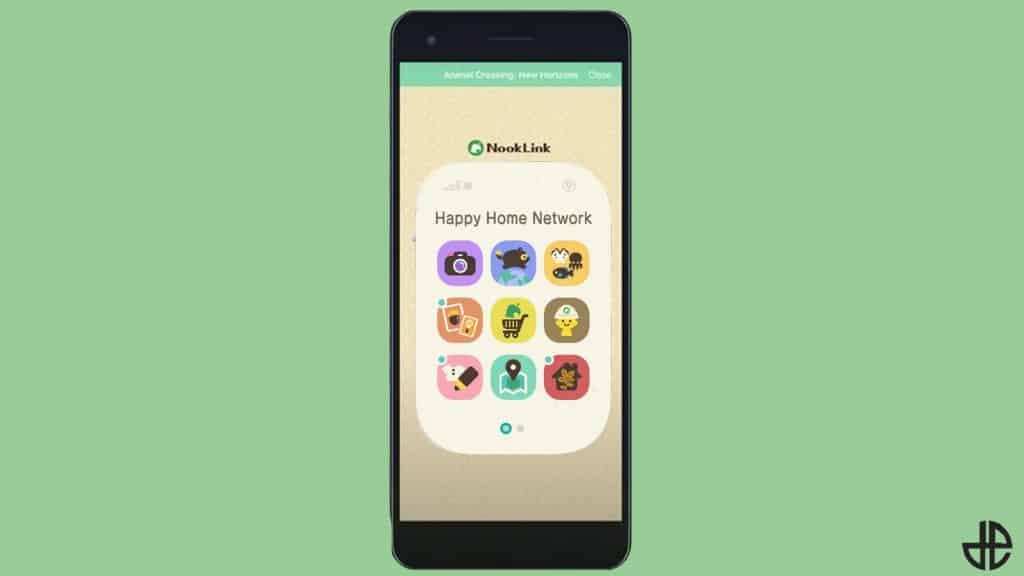 A screenshot of the Happy Home Network app in New Horizons.
