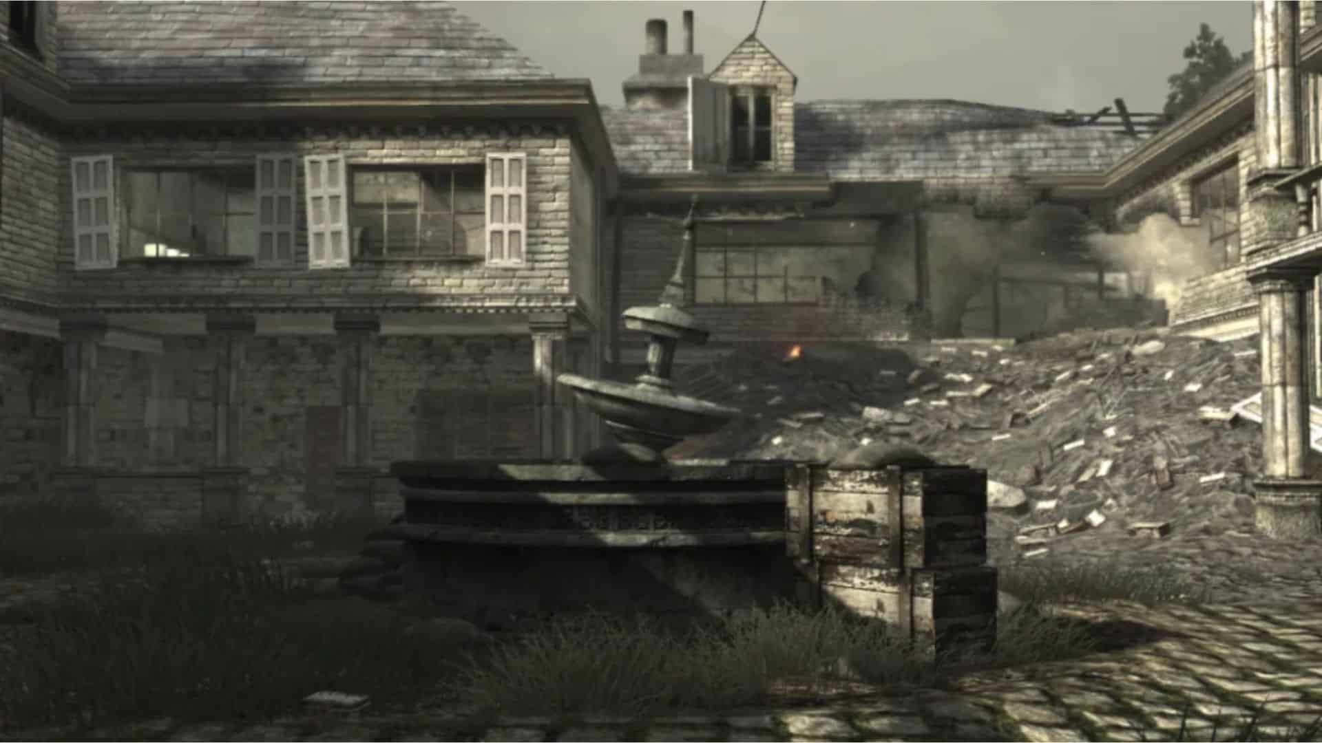 The courtyard section of World at War's Asylum map