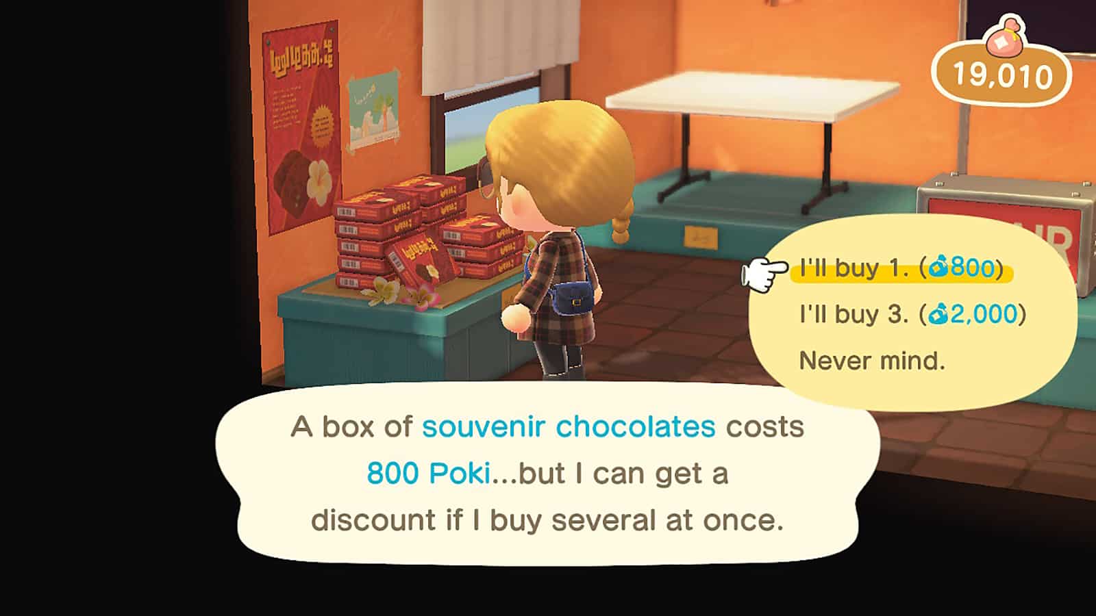 Souvenir chocolates in Animal Crossing Happy Home Paradise