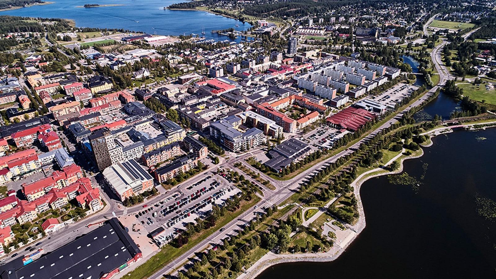 Ariel view of the Swedish city of Piteå