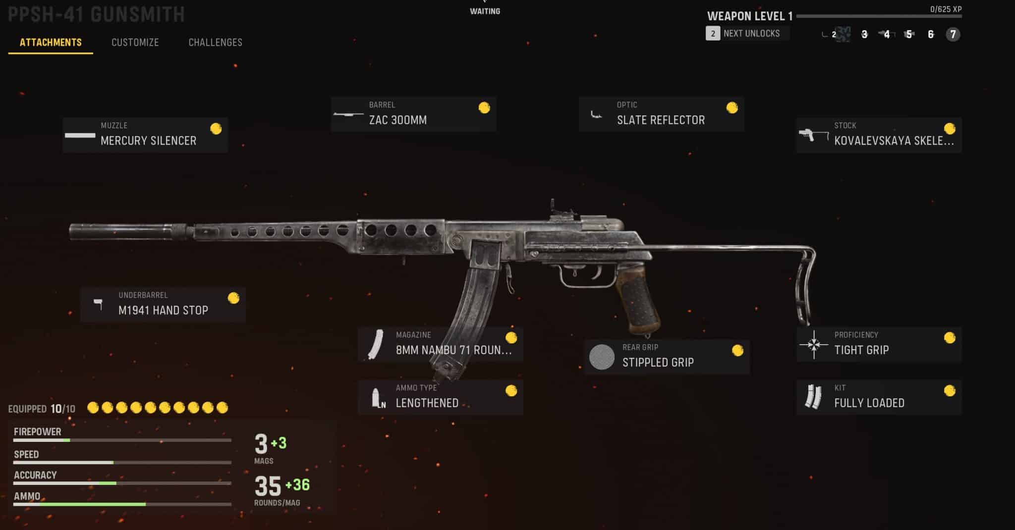 PPSH in the Vanguard loadout screen