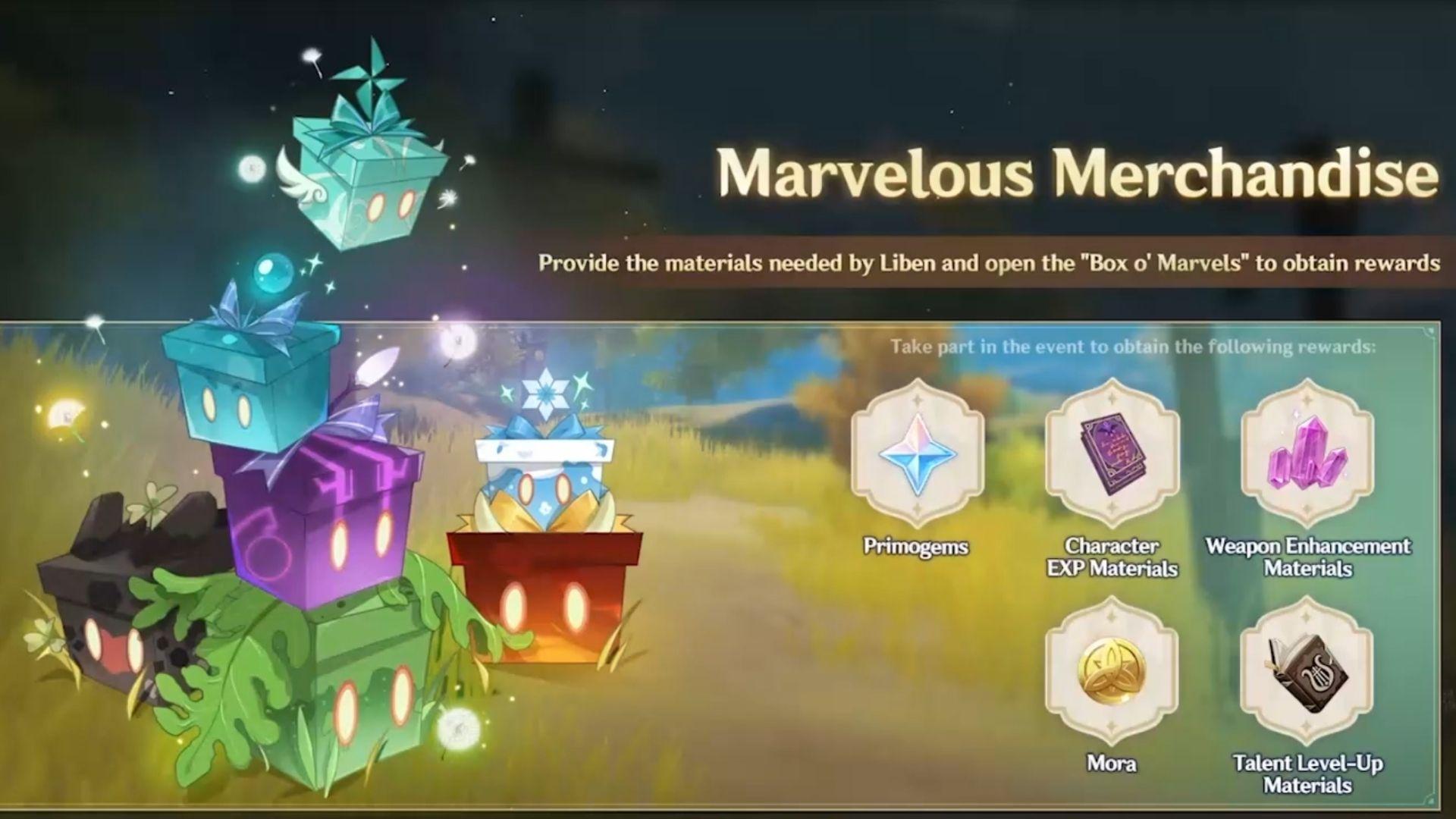 Marvelous Merchandise rewards screen
