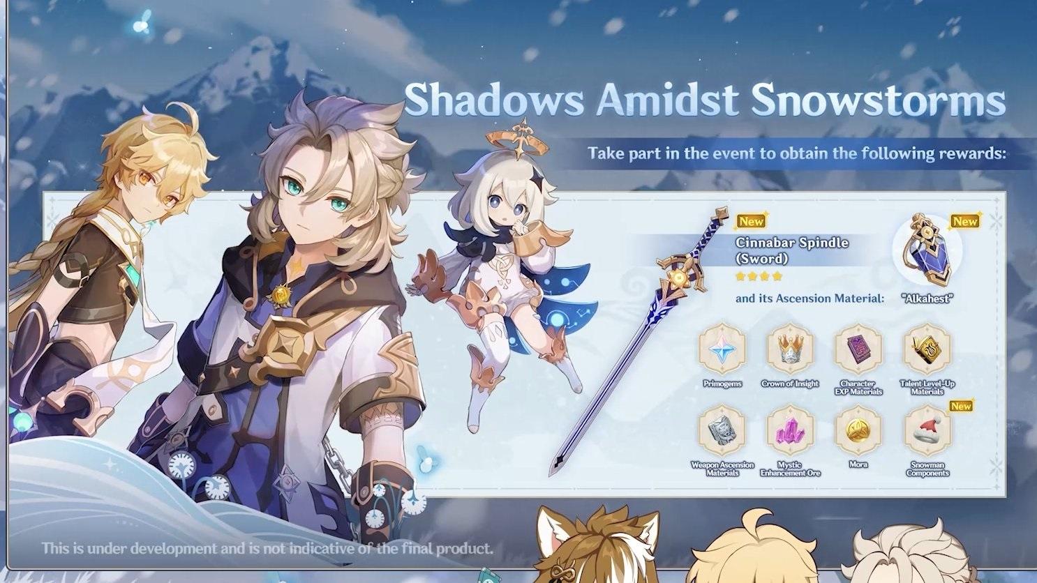 Shadow Amidst the Snowstorms event rewards