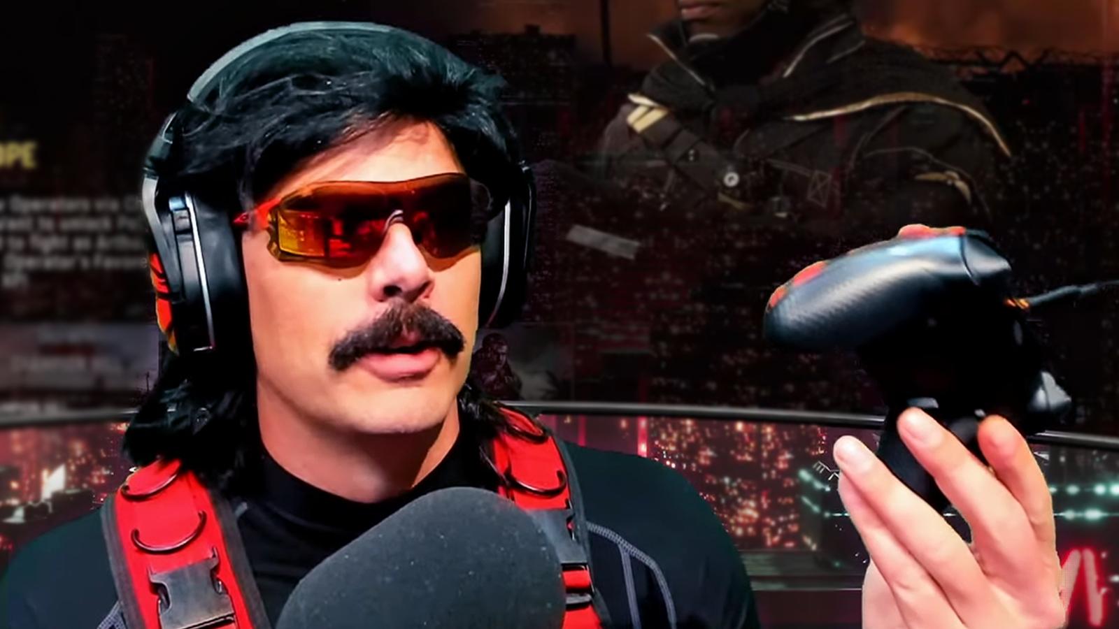 Dr Disrespect holds up controller.