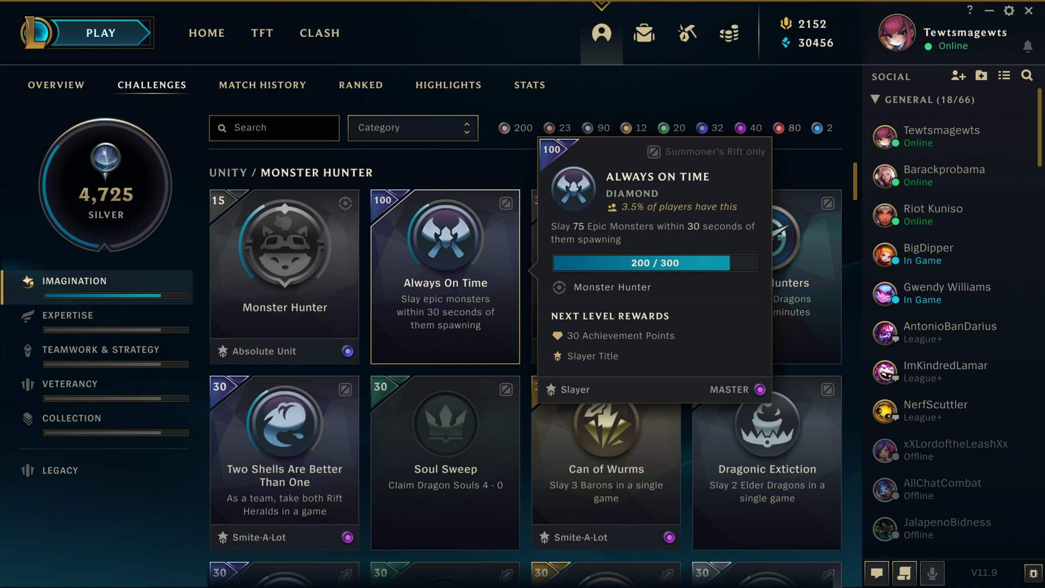 Challenges collection in League of Legends