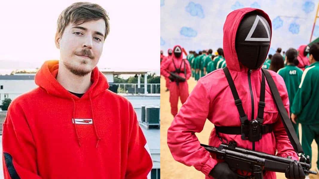 Mr Beast next to Squid Game