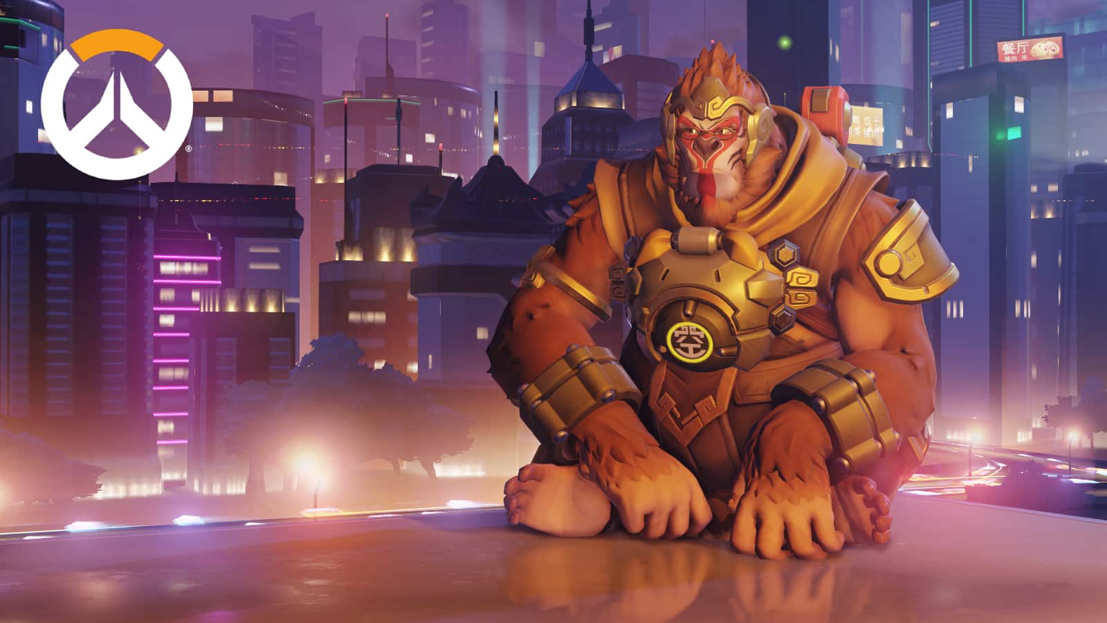 overwatch wukong winston lunar new year skin sits in lijang tower