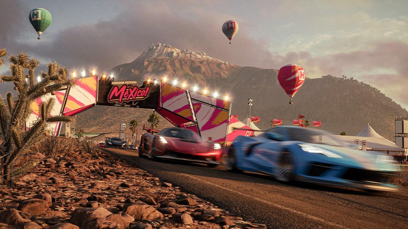 Forza Horizon 5 cars racing in The Goliath