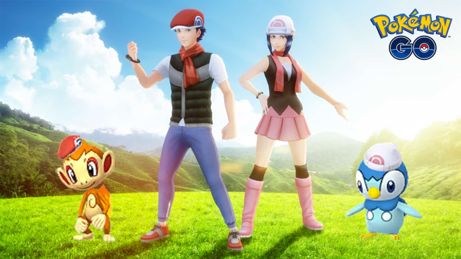 Dawn and Lucas in Pokemon Go's BD&SP Collection Challenge event
