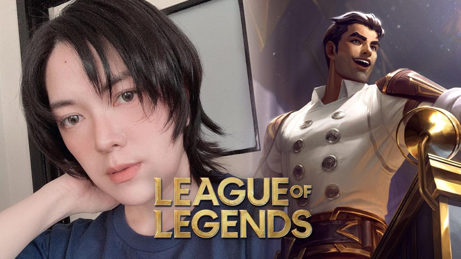 Cosplayer Jin next to Arcane Jayce in League of Legends