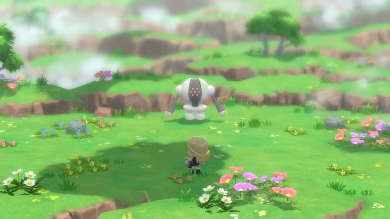 Pokemon Brilliant Diamond & Shining Pearl Registeel battle screenshot.