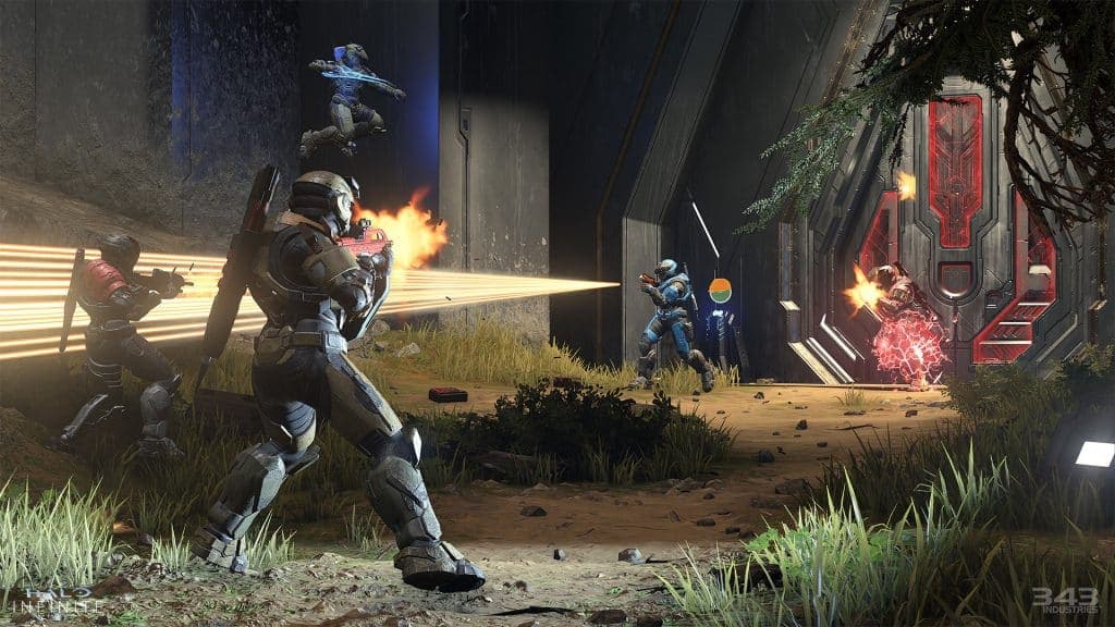 Halo Infinite screenshot showing Spartans fighting