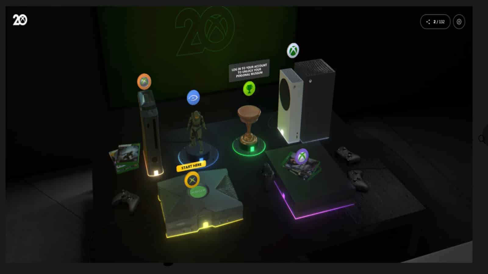 The user-exhibit display in the virtual Xbox Museum