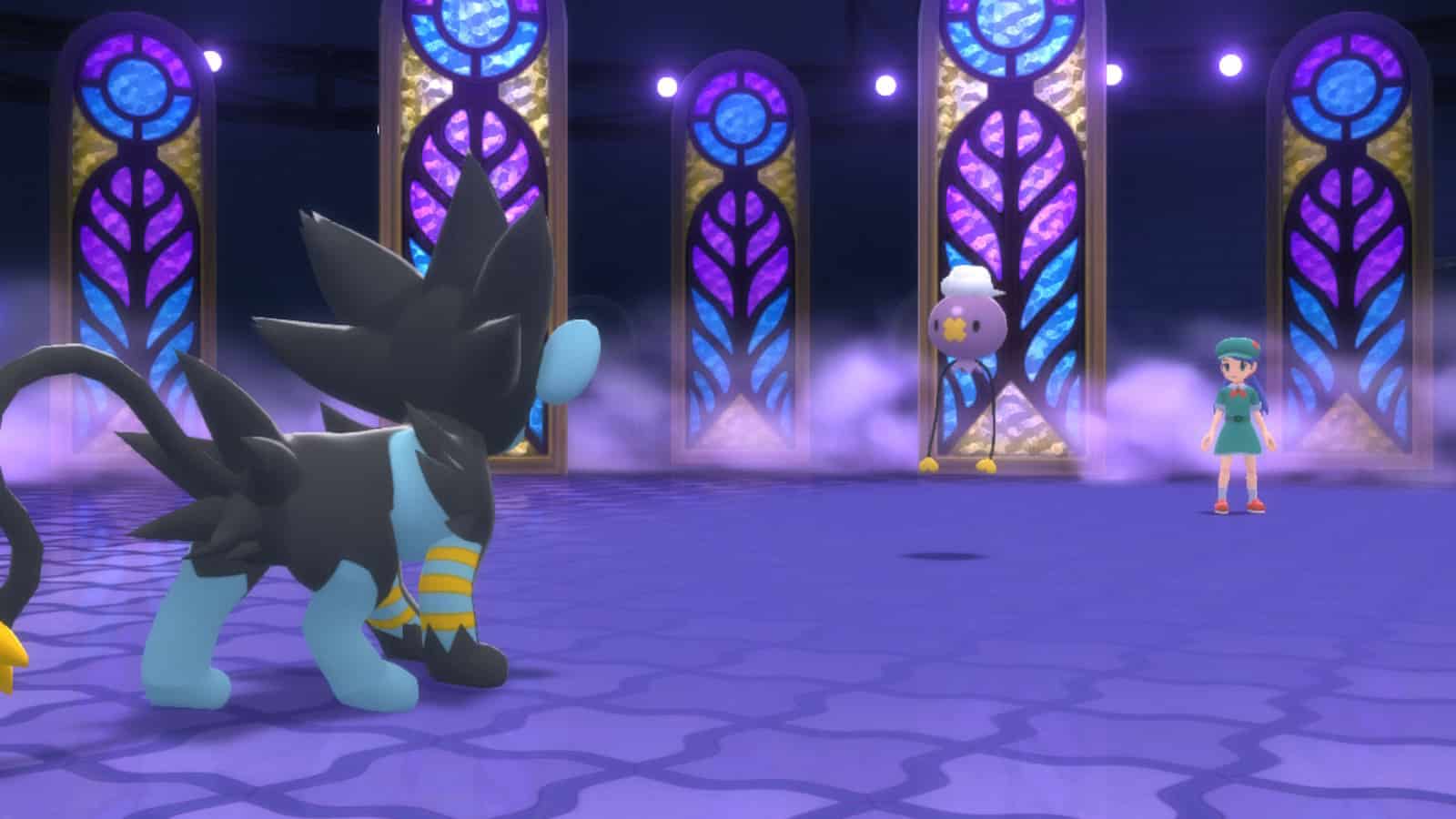 Luxray winning a Pokemon battle in Brilliant Diamond and Shining Pearl