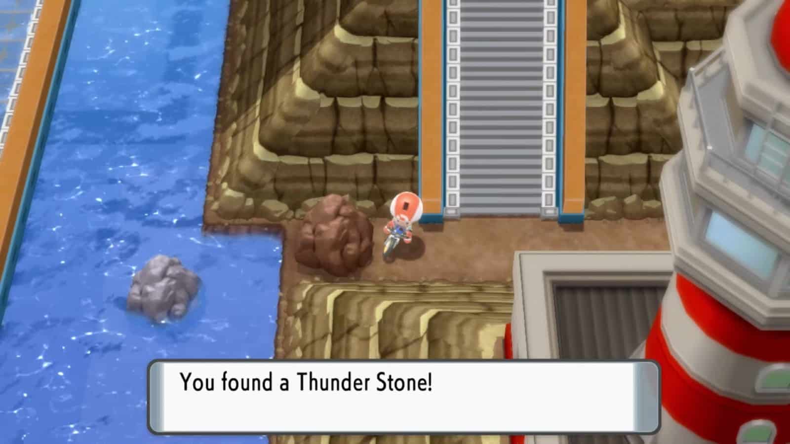 The Thunder Stone hides on small outcropping of Iron Island in Pokemon Diamond and Pearl