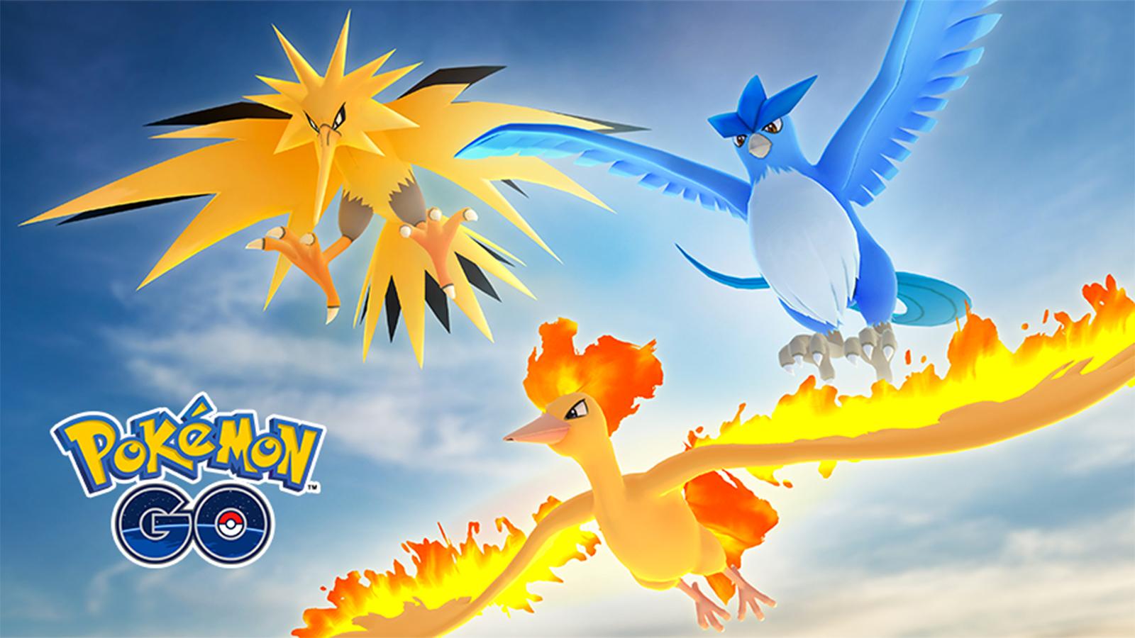 The Legendary Bird trio appearing in Pokemon Go